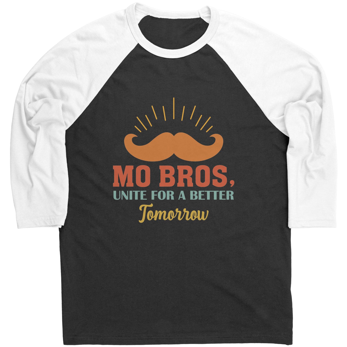 Mens Raglan Movember T-shirt Mo Bros's, Unite for a Better Tomorrow