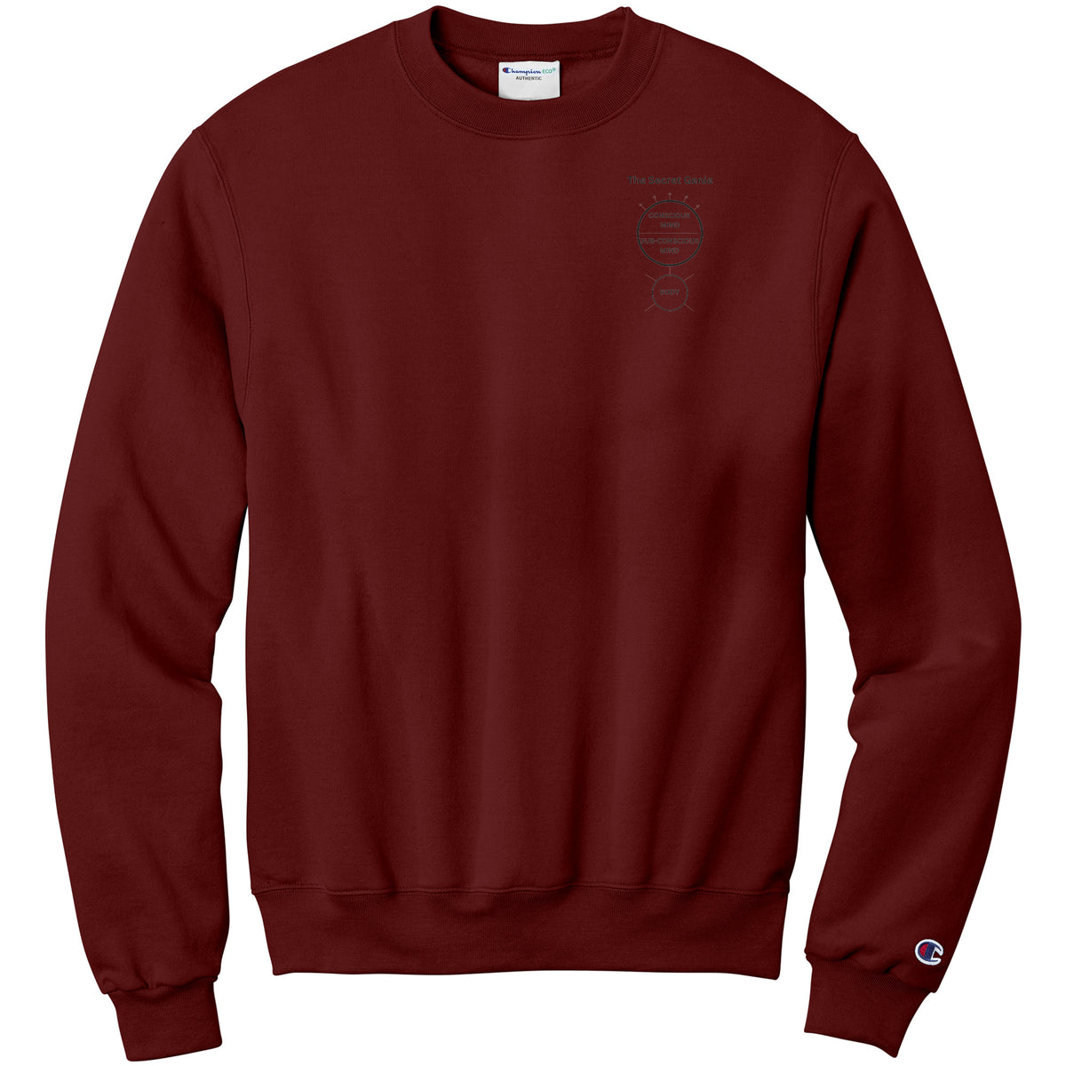 The Secret Genie Champion Sweatshirt Front Chest and back Print Letters