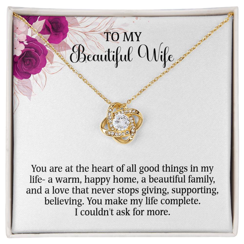 Searching for the ideal present for your beloved? Look no further! At Emporium Discounts, we offer a special Forever Love Necklace available in White Gold 14k or Yellow Gold 18k--buy now and enjoy 50% off! TO MY Beautiful Wife You are at the heart of all good things in my life- a warm, happy home, a beautiful family, and a love that never stops giving, supporting, believing. You make my life complete. I couldn't ask for more.