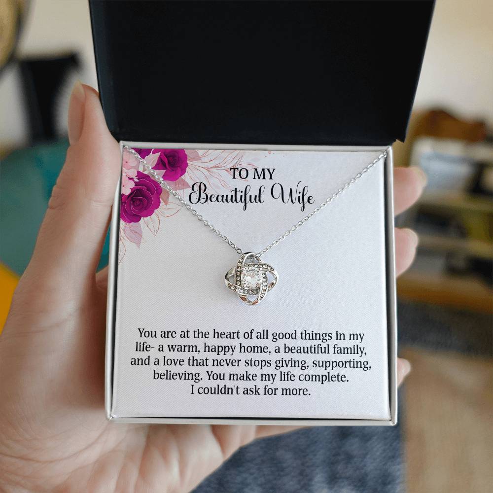 Searching for the ideal present for your beloved? Look no further! At Emporium Discounts, we offer a special Forever Love Necklace available in White Gold 14k or Yellow Gold 18k--buy now and enjoy 50% off! TO MY Beautiful Wife You are at the heart of all good things in my life- a warm, happy home, a beautiful family, and a love that never stops giving, supporting, believing. You make my life complete. I couldn't ask for more.