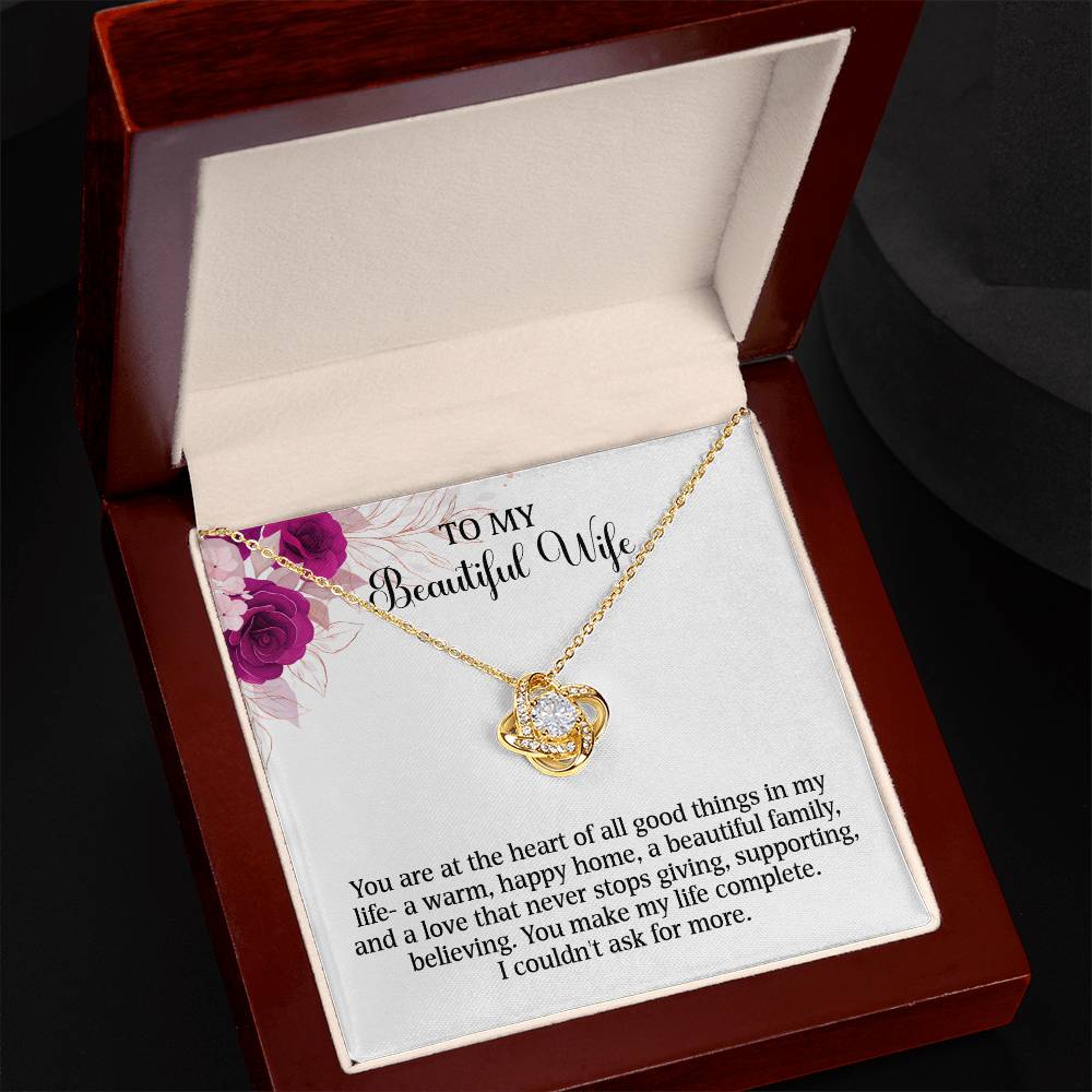 Searching for the ideal present for your beloved? Look no further! At Emporium Discounts, we offer a special Forever Love Necklace available in White Gold 14k or Yellow Gold 18k--buy now and enjoy 50% off! TO MY Beautiful Wife You are at the heart of all good things in my life- a warm, happy home, a beautiful family, and a love that never stops giving, supporting, believing. You make my life complete. I couldn't ask for more.