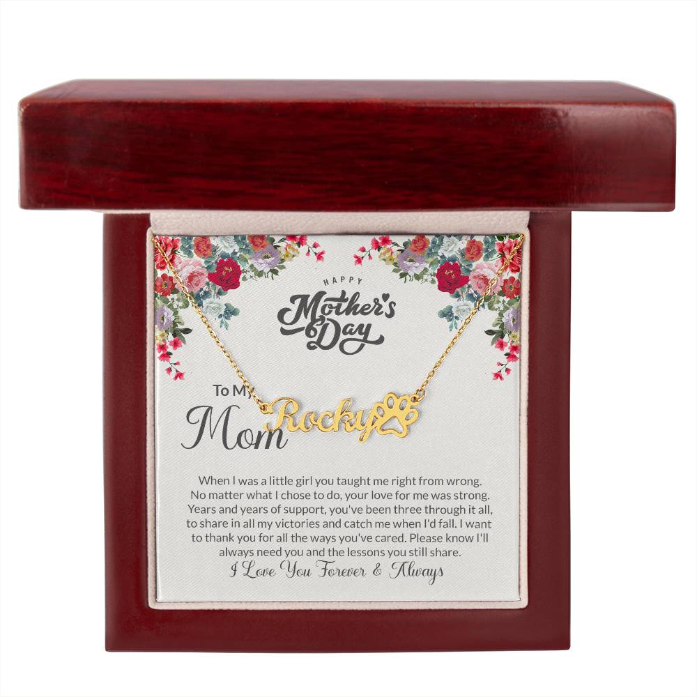 Name Necklace + Paw Print Character