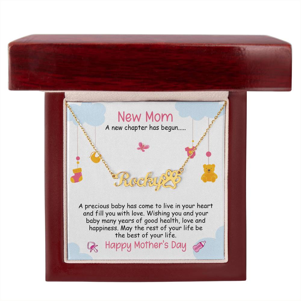 Name Necklace + Paw Print Character