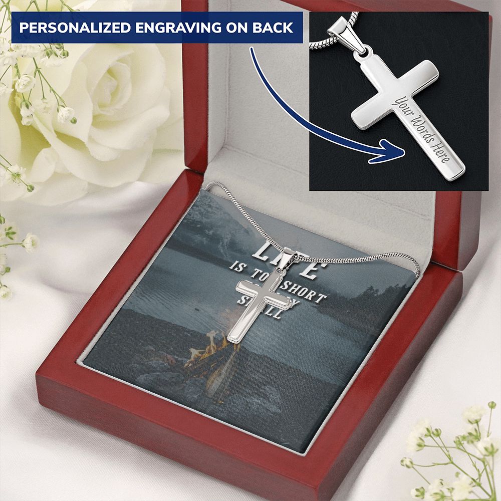 Personalized Cross Necklace Engraving on the back Emporium Discounts