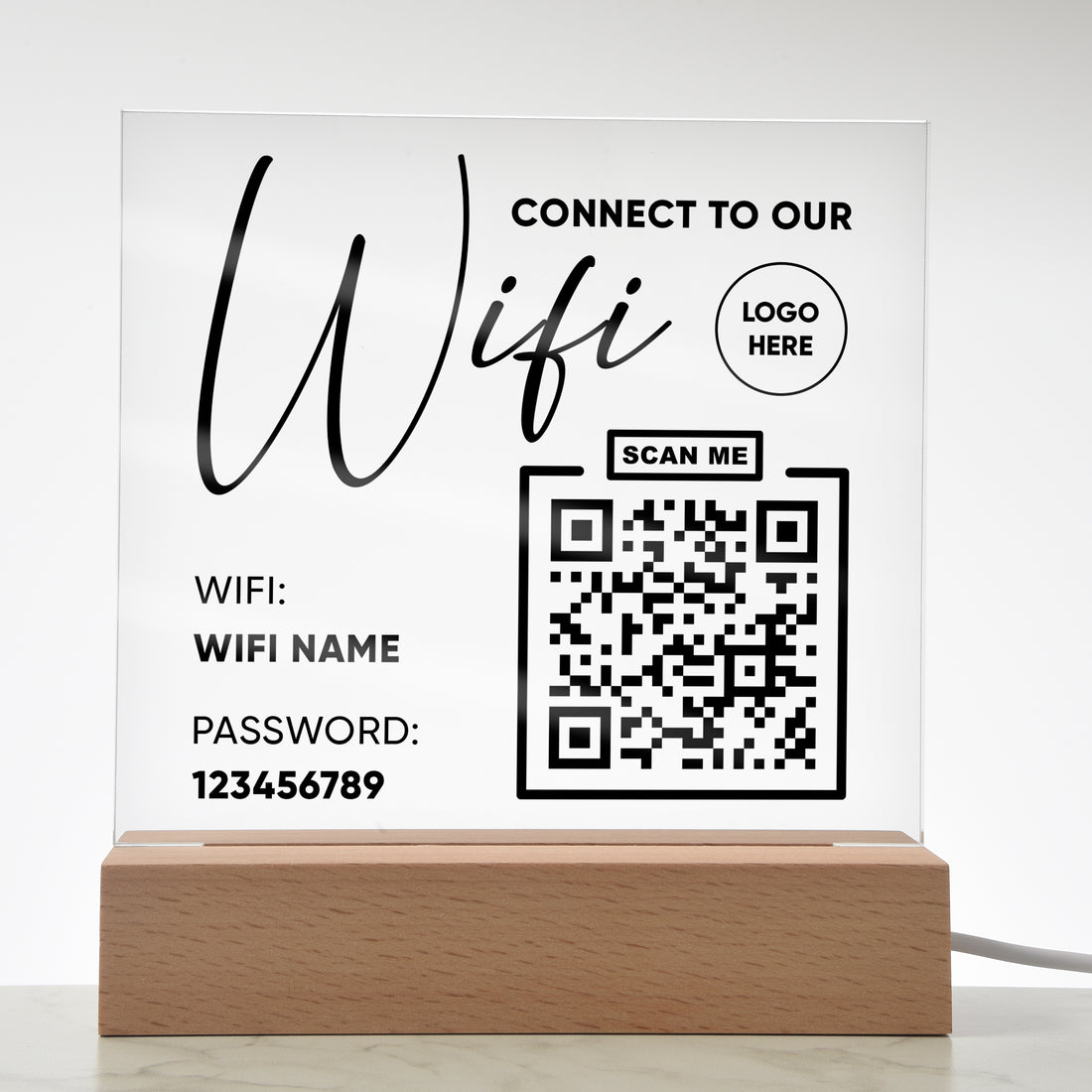 Simplify Your Wi-Fi Access with the Acrylic Plaque Connect To Our WiFi with Logo
