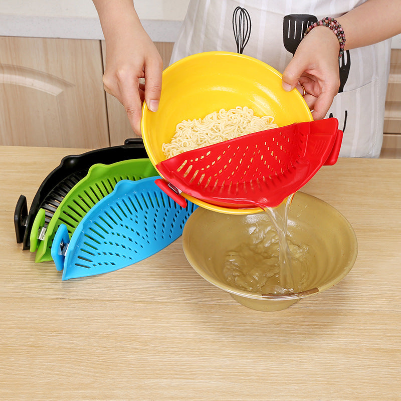 Kitchen Drainer Silicone Pot Side Vegetable Pouring Drainer Household Water Filter Noodle Drainer