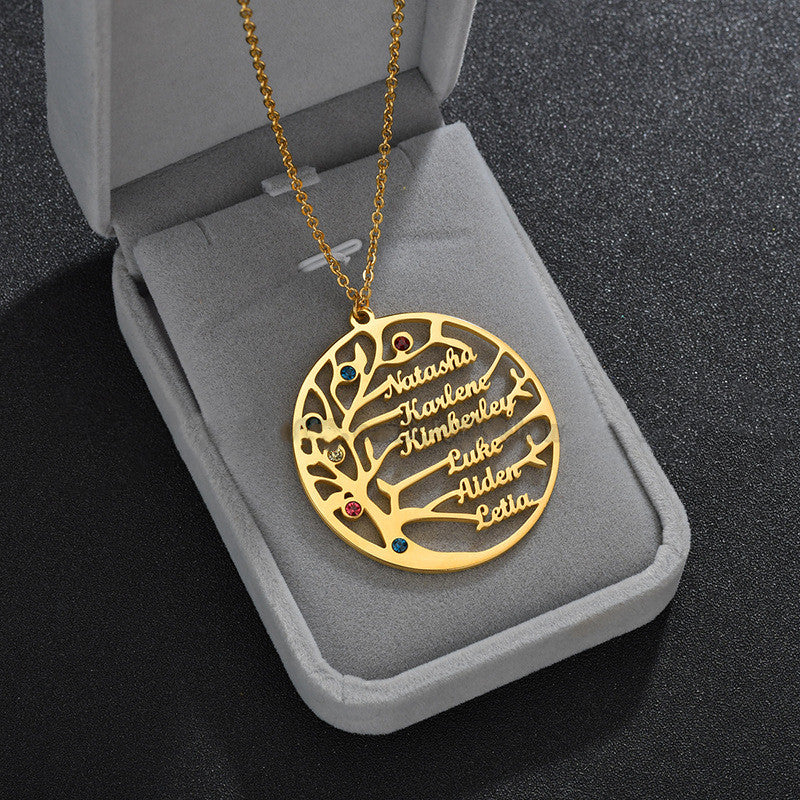 Personalized Stainless Steel Golden Tree of Life Custom Name Necklace Emporium Discounts