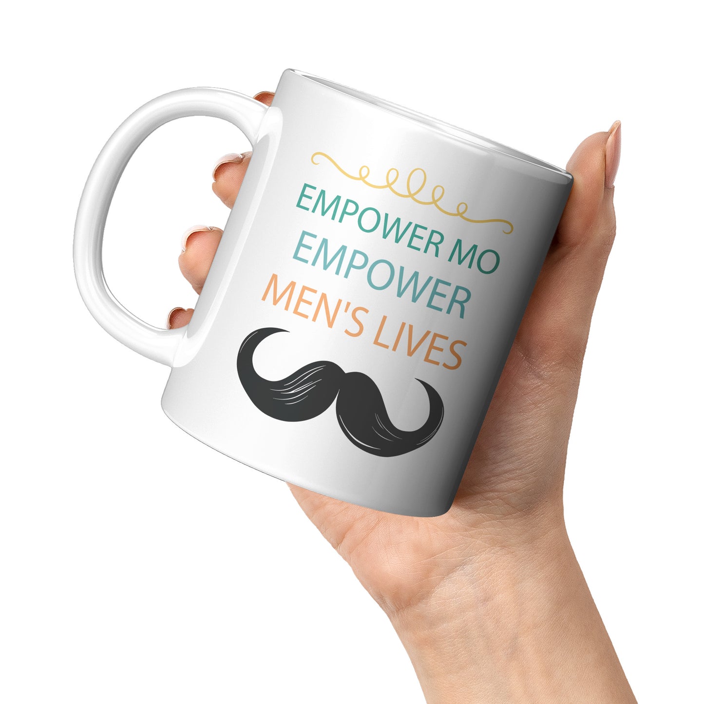 11OZ Movember White MUG Empower MO Empower Men's Lives Left-Handed