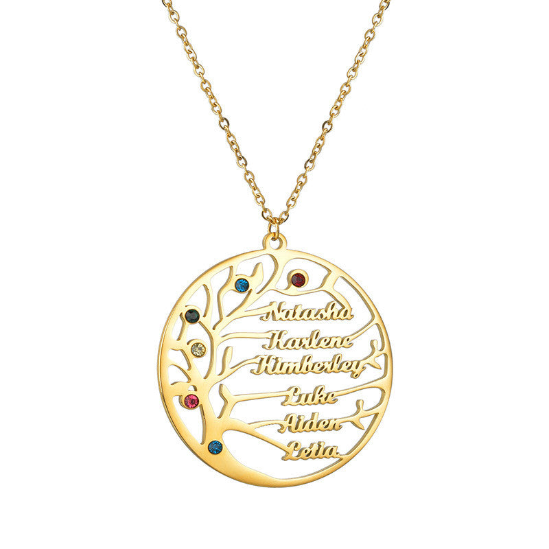 Personalized Stainless Steel Golden Tree of Life Custom Name Necklace Emporium Discounts