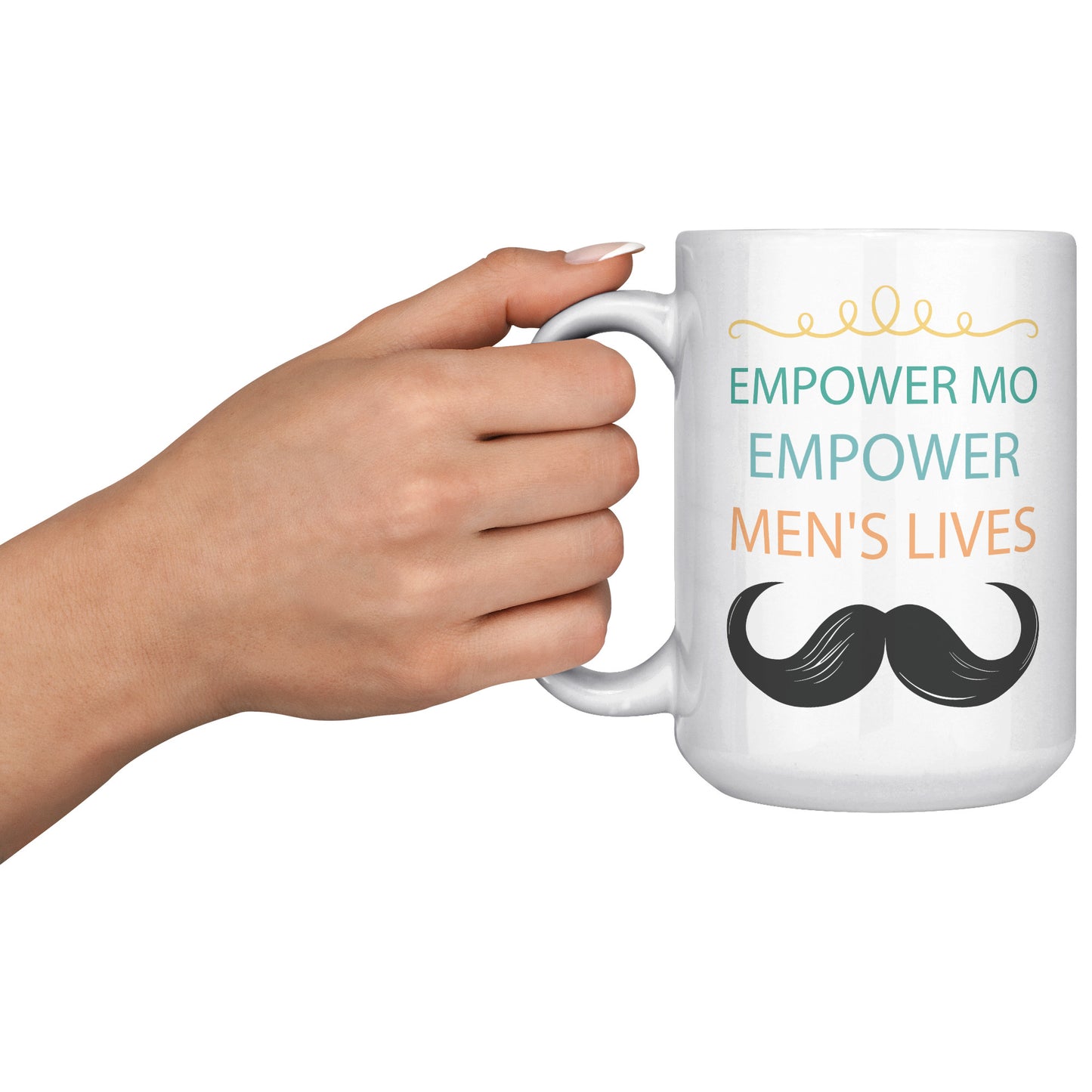 15OZ Movember White MUG Empower MO Empower Men's Lives Left-Handed