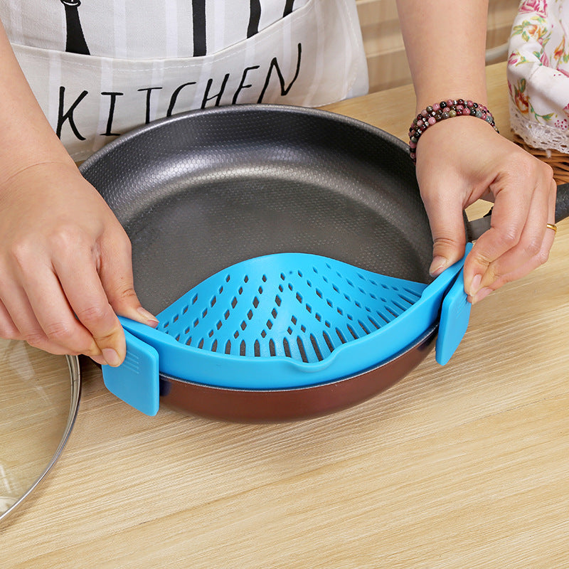 Kitchen Drainer Silicone Pot Side Vegetable Pouring Drainer Household Water Filter Noodle Drainer