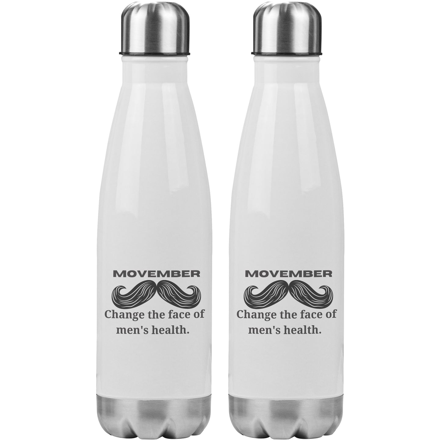 20oz Insulated Water Bottle Movember Change The Face Of Men's Health Double Side Moustache