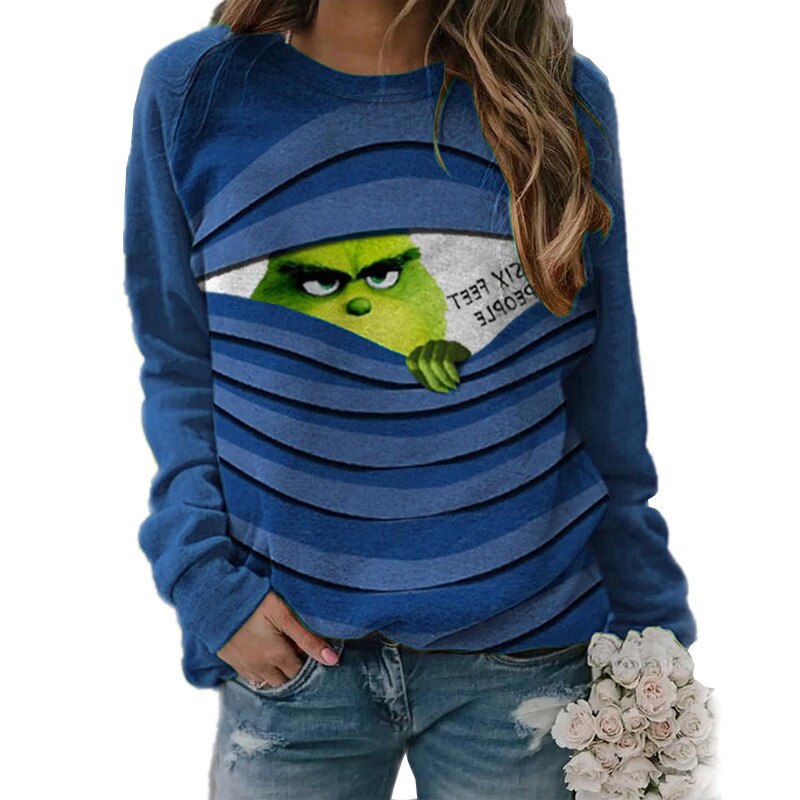 Women's Grinch Long Sleeve Loose Pullover