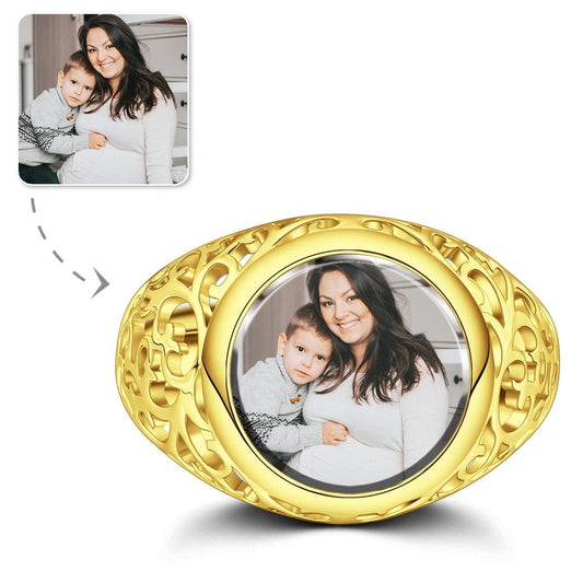 Round Women Rings Custom Photo Ring Mother's Day Gifts Emporium Discounts