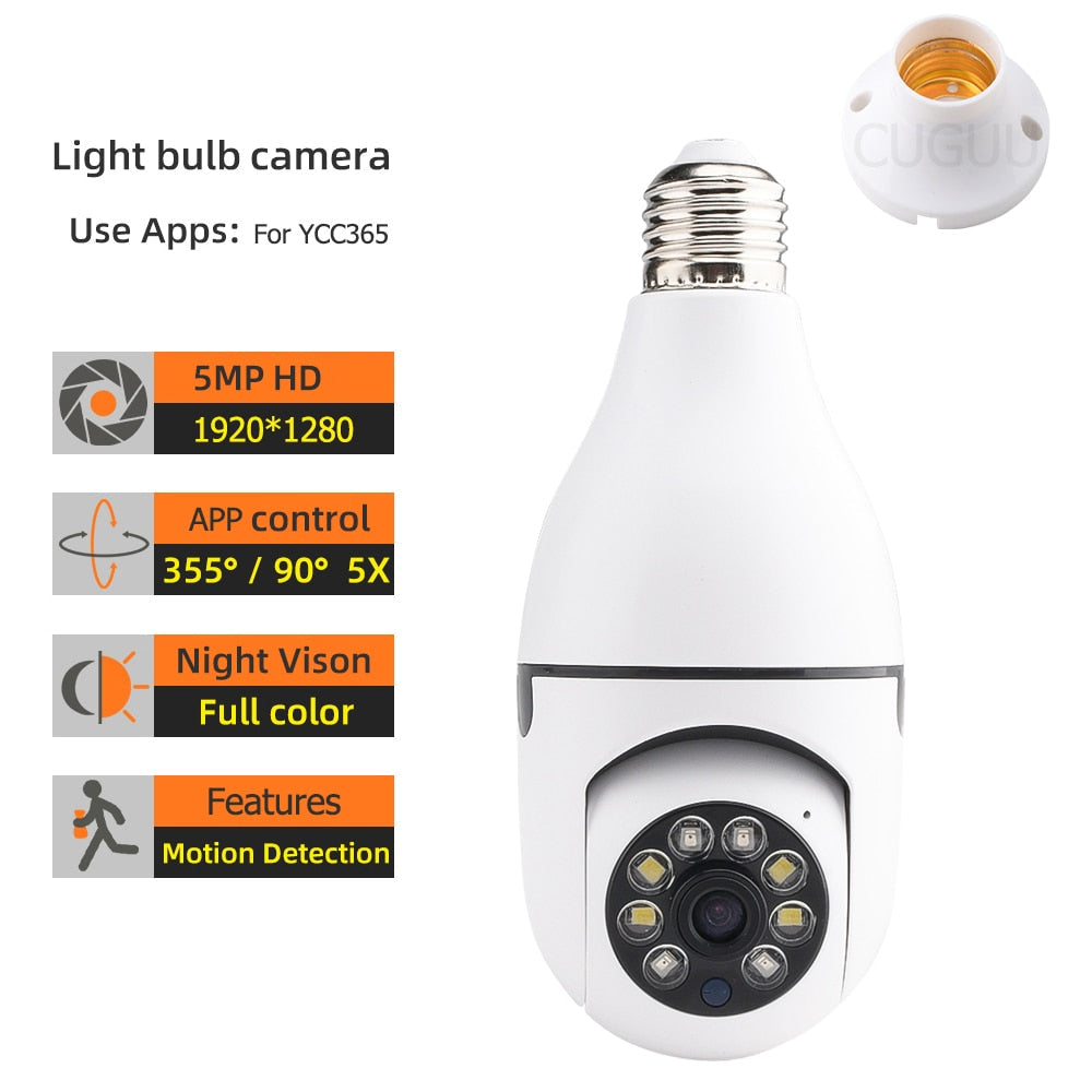 Introducing the Night Vision Security Camera! Perfect for home/office/warehouse/store security monitoring, it's a compact & easy-to-install light bulb camera. No hole drilling needed; just set it up and watch the baby, kids, spouse, & Grandma - all from your phone!