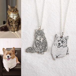 925 Silver Personalized Pet Memorial Photo Necklace Emporium Discounts cat dogs