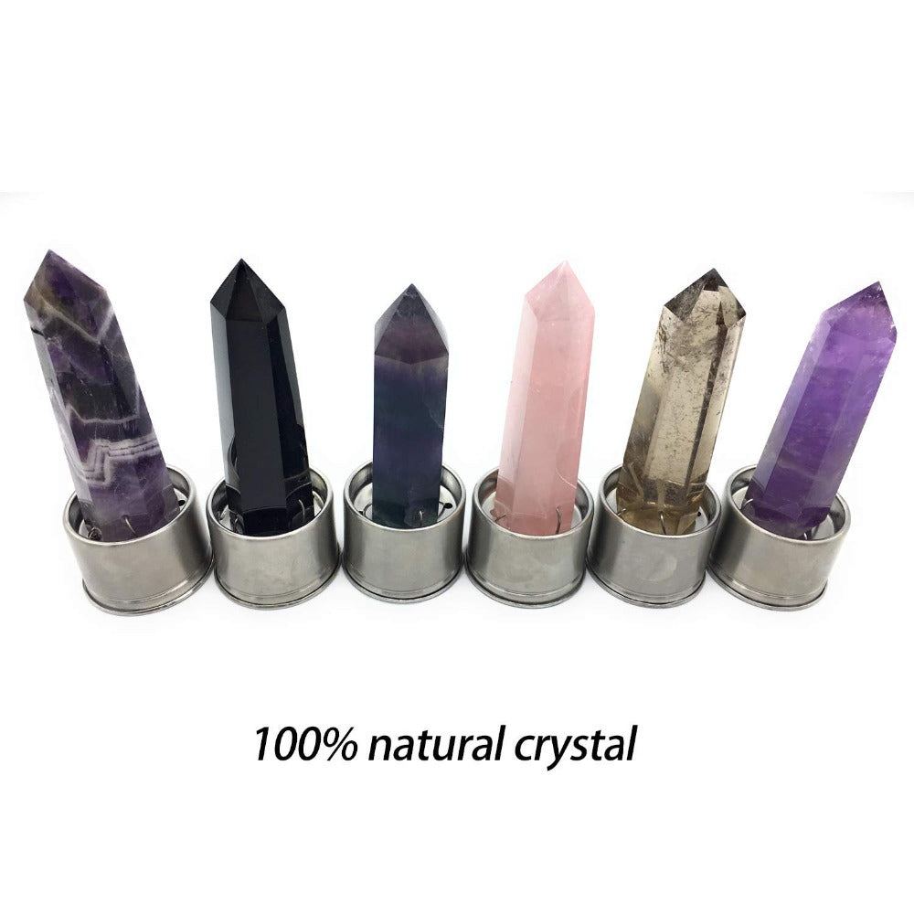 Natural Crystal Quartz Crystal Gemstone Water Bottle Wand Point Reiki Healing Crystal Glass Healing Bottle Glass Elixir Cup Emporium Discounts