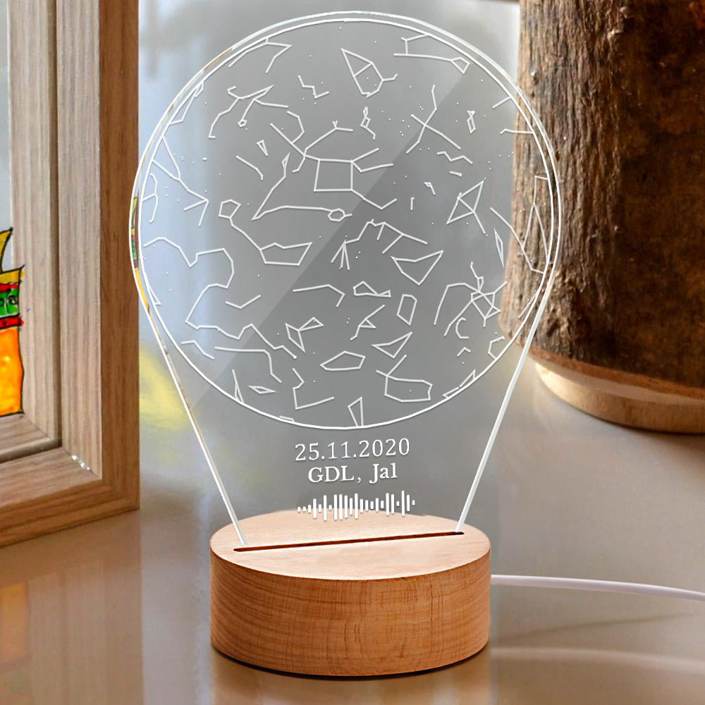 Custom Scannable Code Acrylic Night Lamp Constellation Map Night Light Emporium Discounts