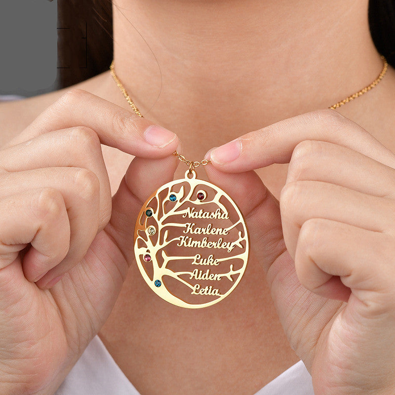 Personalized Stainless Steel Golden Tree of Life Custom Name Necklace Emporium Discounts