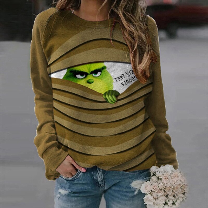 Women's Grinch Long Sleeve Loose Pullover