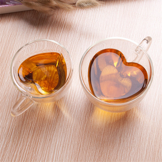 Heart Love Shaped Double Wall Glass Mug Resistant Kungfu Tea Mug Milk Lemon Juice Cup Drinkware Lover Coffee Cups Mug Gift Emporium Discounts