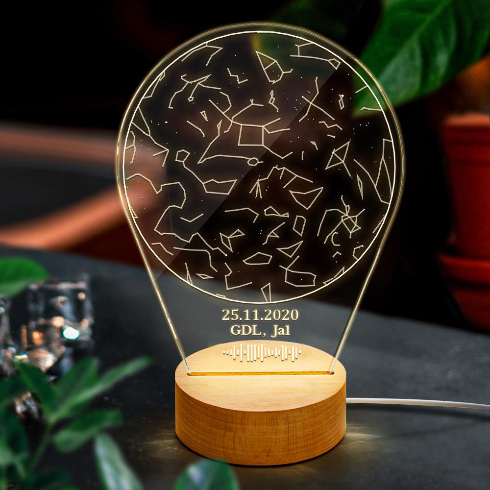 Custom Scannable Code Acrylic Night Lamp Constellation Map Night Light Emporium Discounts