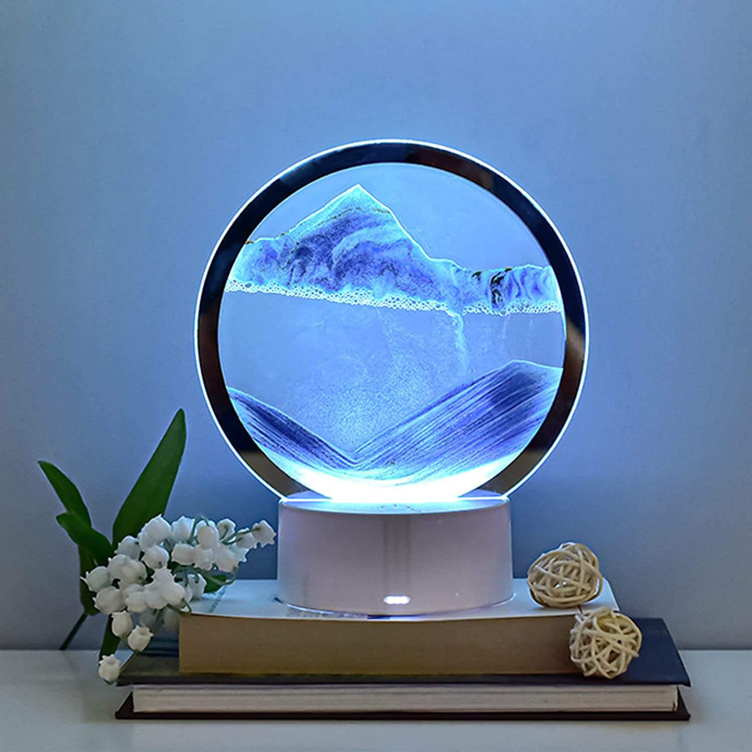 Creative Quicksand Lamp Tabletop Decoration Dynamic Hourglass Painting Gift 3D Night Light Decompression Desk Lamp Bedroom Emporium Discounts