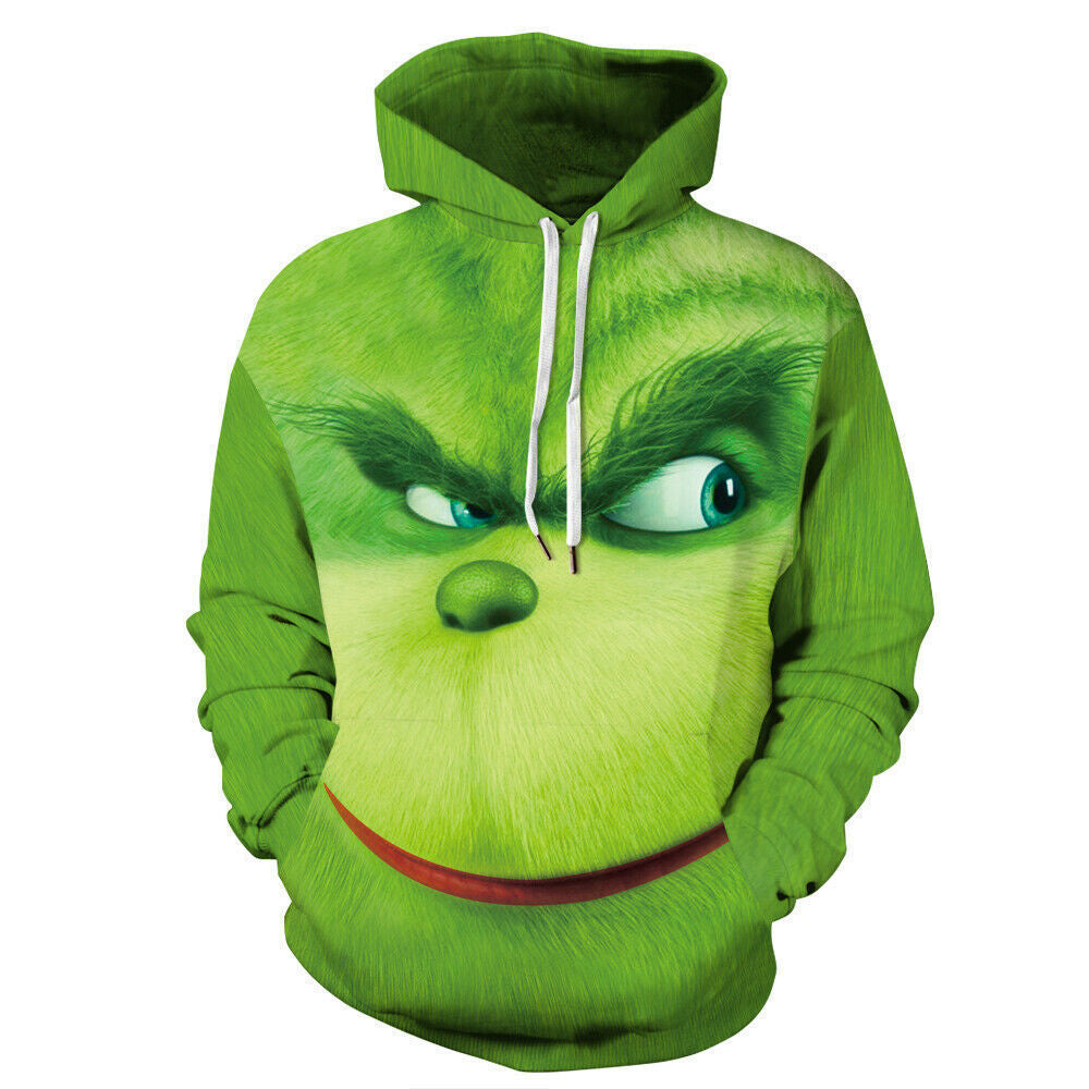 The Grinch With 3D Digital Printing Sweater Zipper Hooded Pullover Cosplay Anime Male