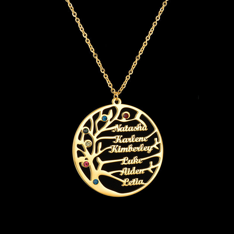 Personalized Stainless Steel Golden Tree of Life Custom Name Necklace Emporium Discounts