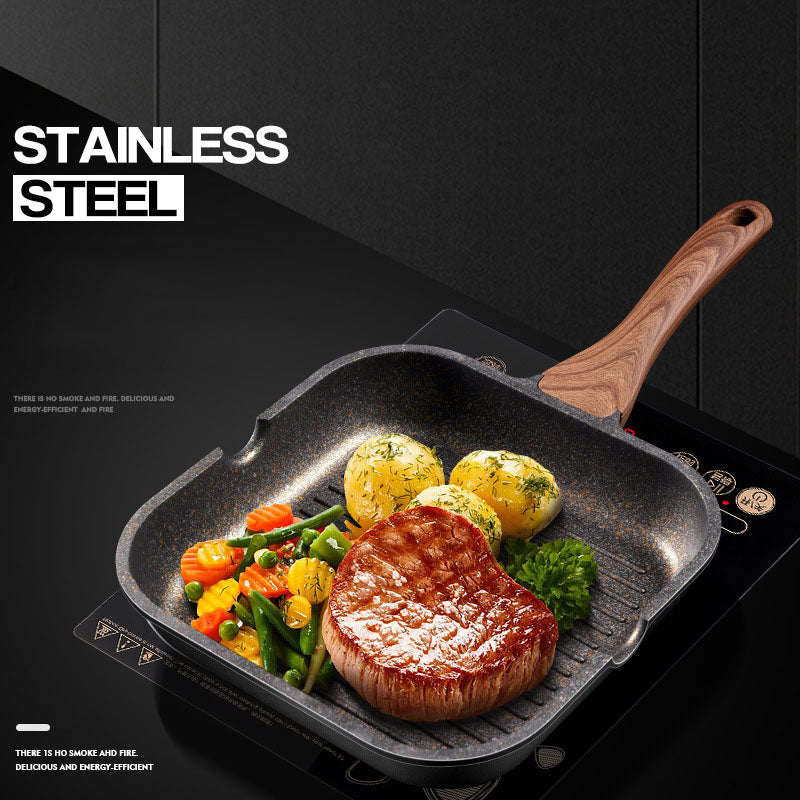 Steak frying pan multifunctional steak frying special pot stripe rice stone non stick pot Emporium Discounts