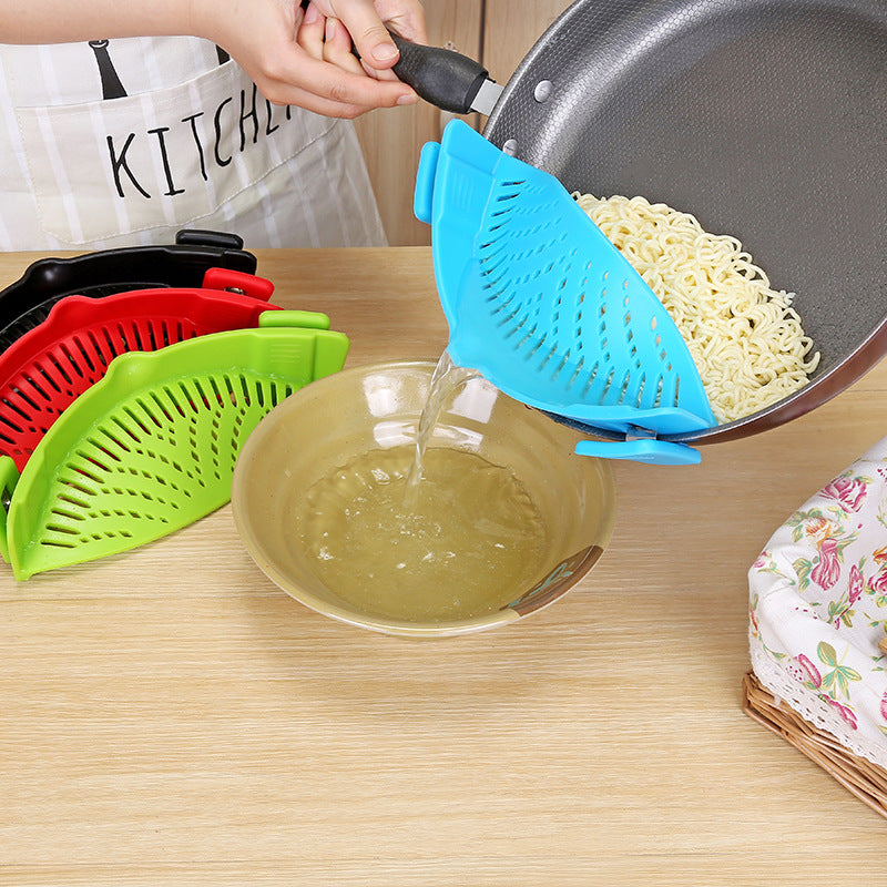 Kitchen Drainer Silicone Pot Side Vegetable Pouring Drainer Household Water Filter Noodle Drainer