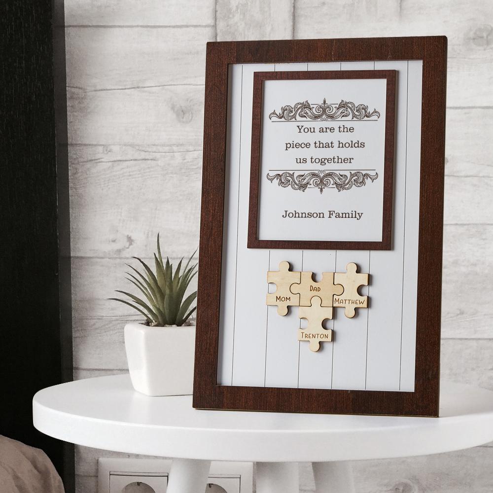 232430365262741504Mom Piece That Holds Us Together Frame Mum Puzzle Sign Gift for Mum With 4 puzzles family names