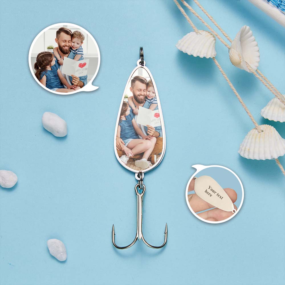 Custom Photo Engraved Text Fishing Hook Personalized Photo Fishing Lure Father's Day or Birthday Gifts Emporium Discounts