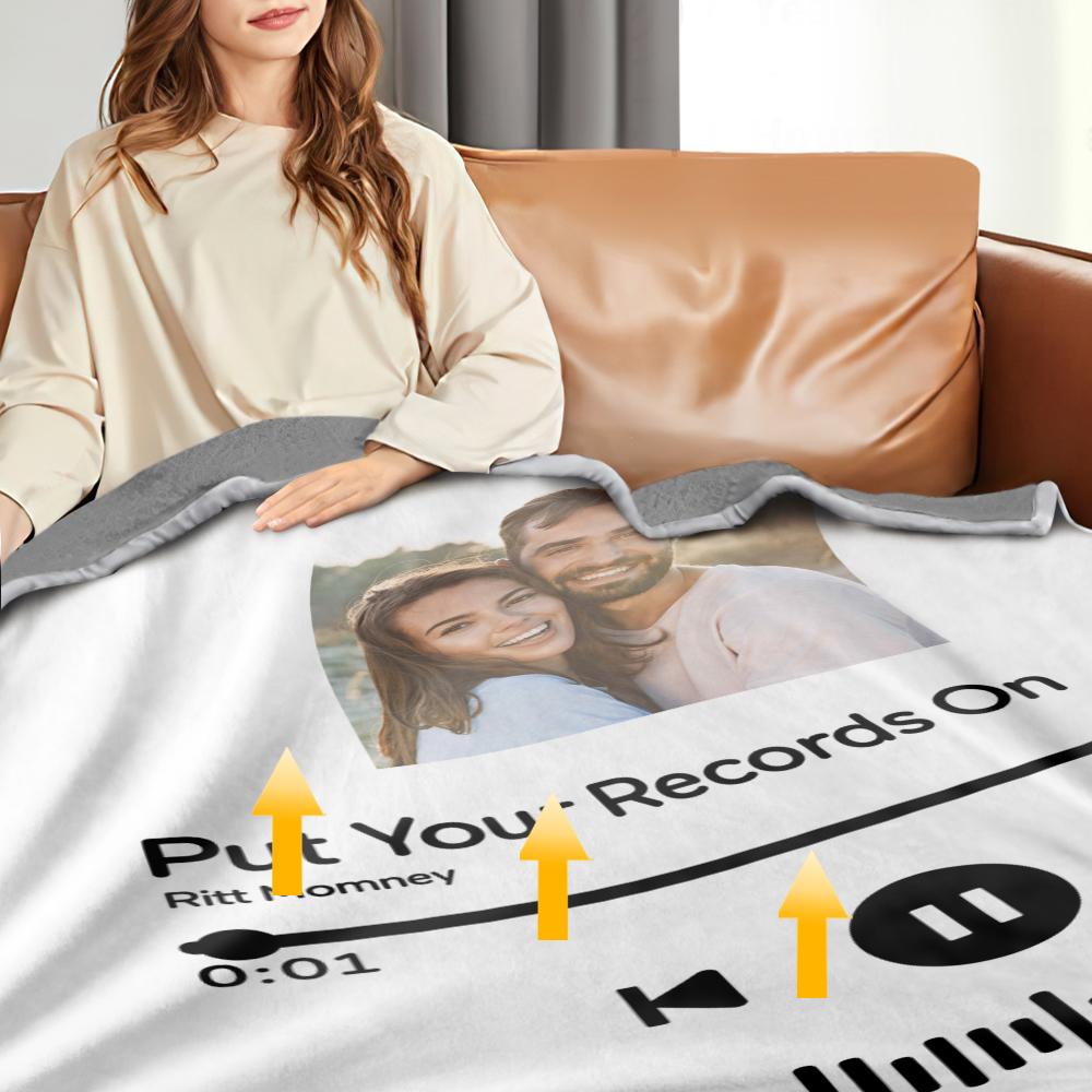 Custom Spotify Code Heated Blanket Photo Blanket Winter Warm Gift 10 Heat Settings Heating Blanket with 3 Time Settings