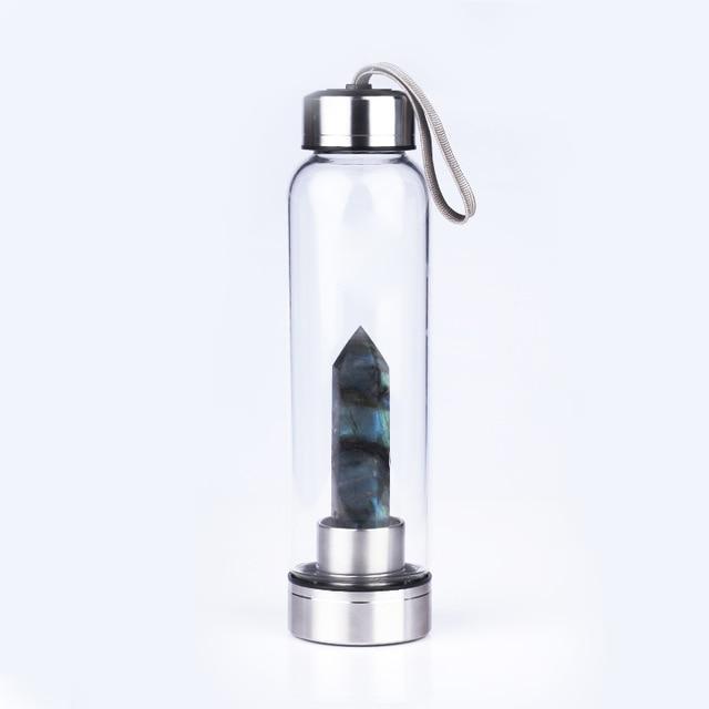 Natural Crystal Quartz Crystal Gemstone Water Bottle Wand Point Reiki Healing Crystal Glass Healing Bottle Glass Elixir Cup Emporium Discounts