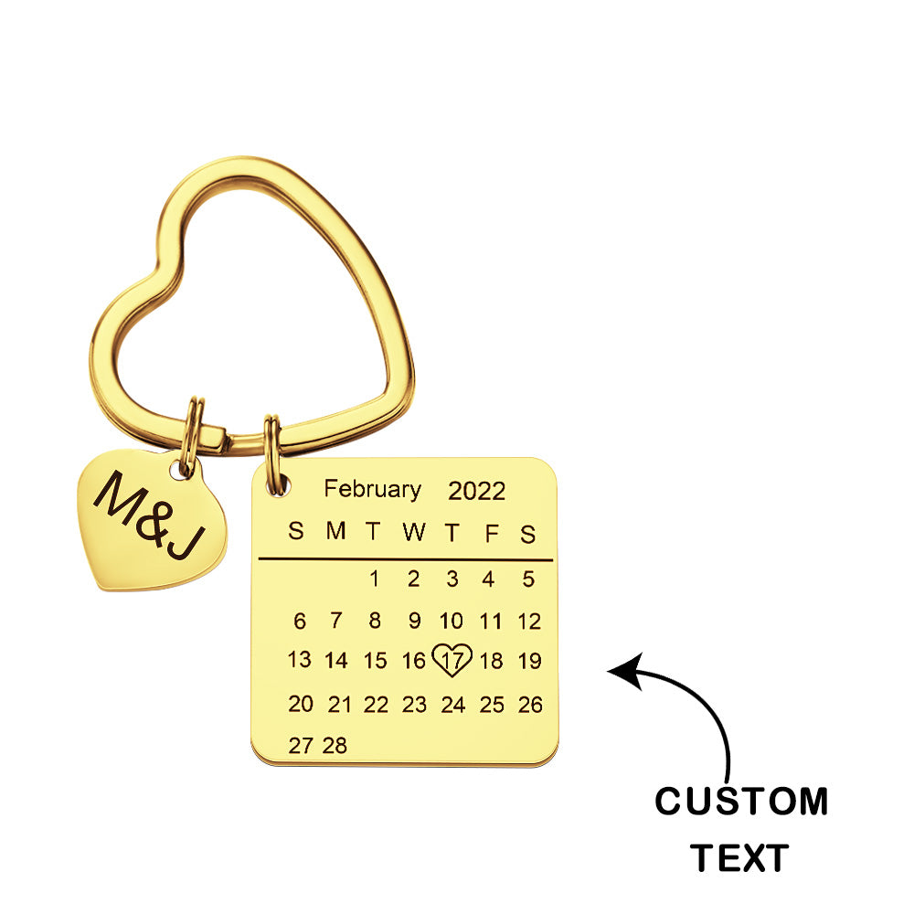 Anniversary Gifts Custom Calendar Keychain Heart Shape Keychain Gift For Lover - Rose Gold