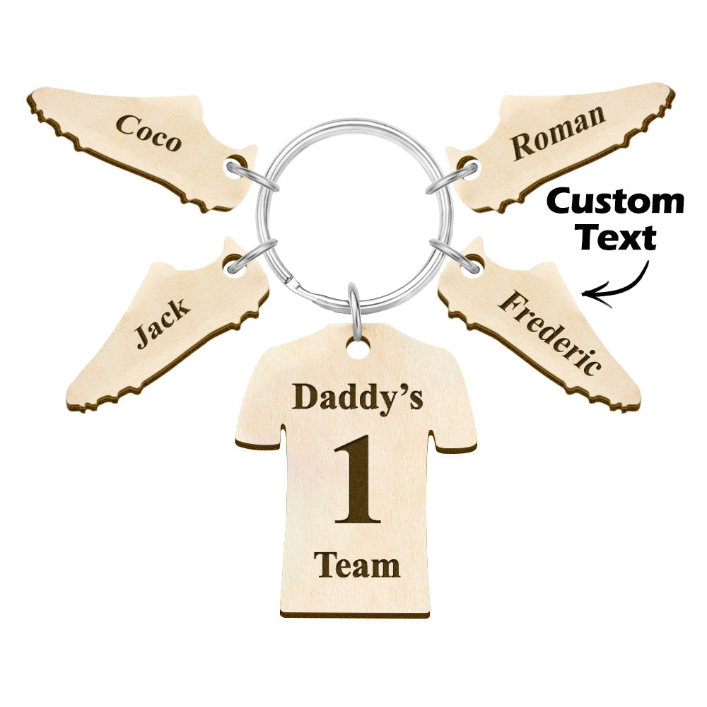 4 Names Custom Engraved Daddy's Football Team Wooden Sports Gifts Emporium Discounts