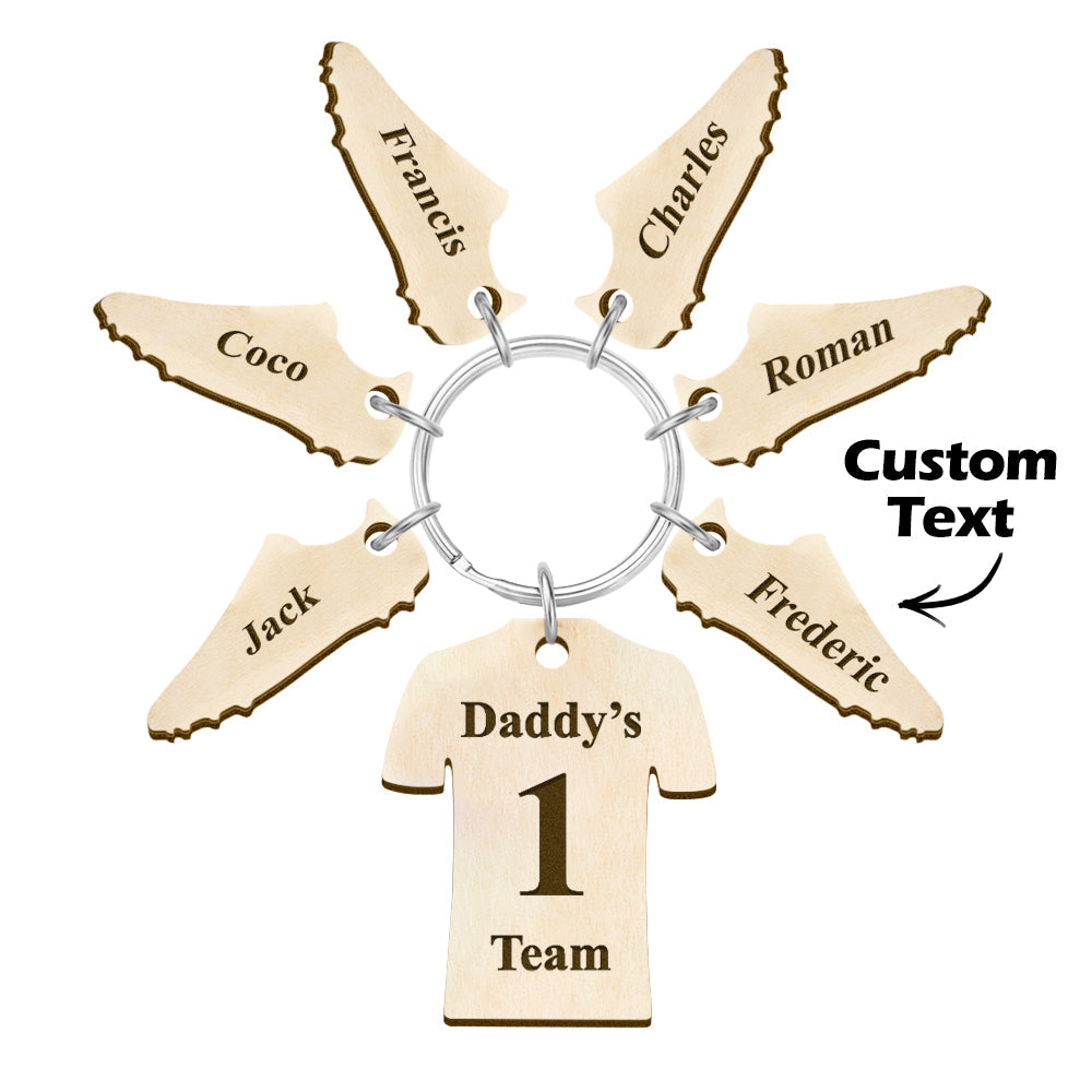 6 Names Custom Engraved Daddy's Football Team Wooden Sports Gifts Emporium Discounts