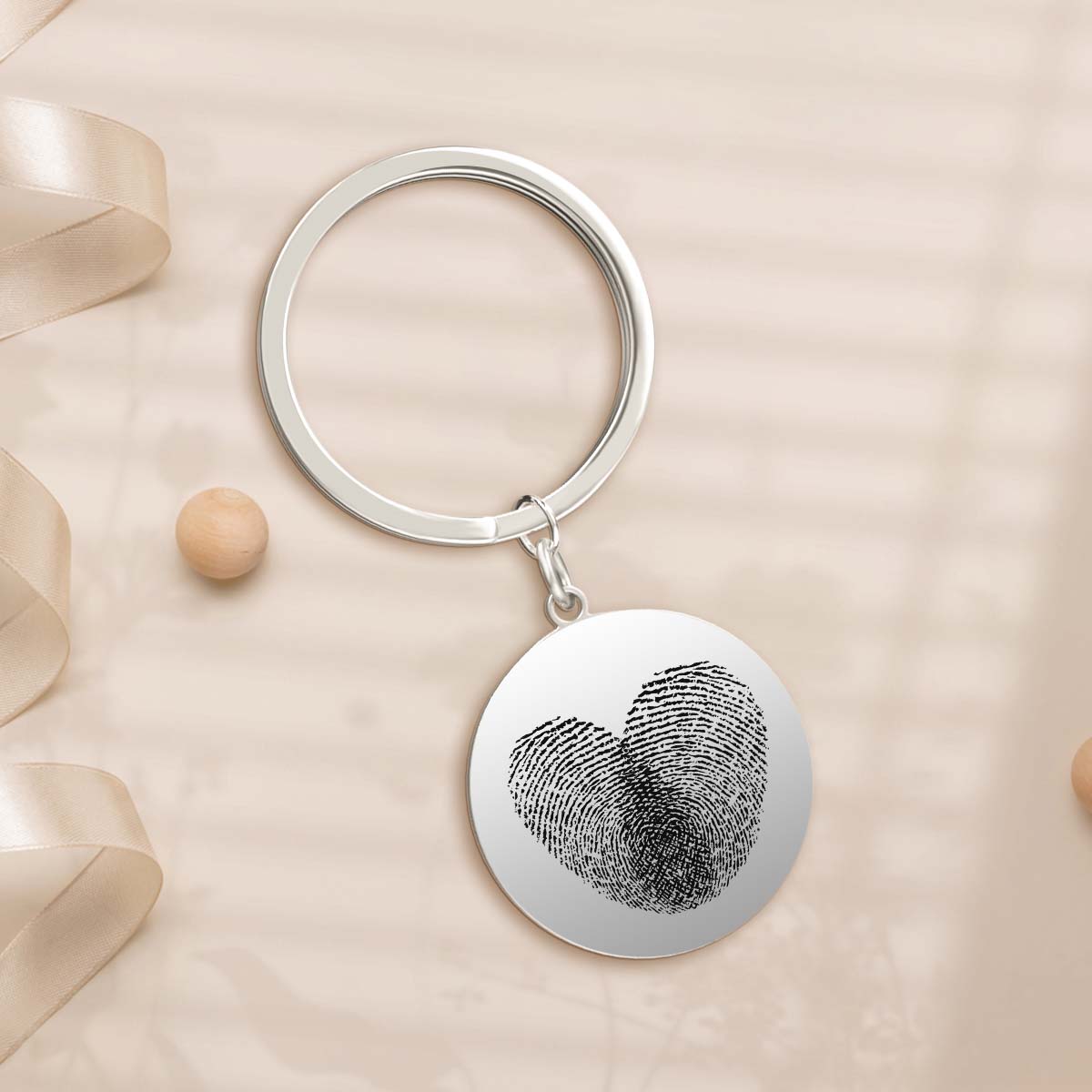 Custom Round Engraved Double Fingerprint Keychain Emporium Discounts Engraved keychain, Personalized gift, Double fingerprint, Custom keychain, Round keychain, Unique keepsake, Handmade jewellery, Meaningful present, Customized accessory, Personalized memento, Custom fingerprint keychain, Engraved fingerprint charm