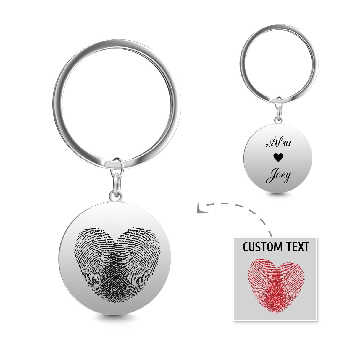 Custom Round Engraved Double Fingerprint Keychain Emporium Discounts Engraved keychain, Personalized gift, Double fingerprint, Custom keychain, Round keychain, Unique keepsake, Handmade jewellery, Meaningful present, Customized accessory, Personalized memento, Custom fingerprint keychain, Engraved fingerprint charm