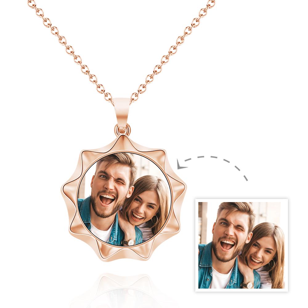 Custom Photo Necklace Sunflower Simple Creative Gifts Emporium Discounts Rose Gold