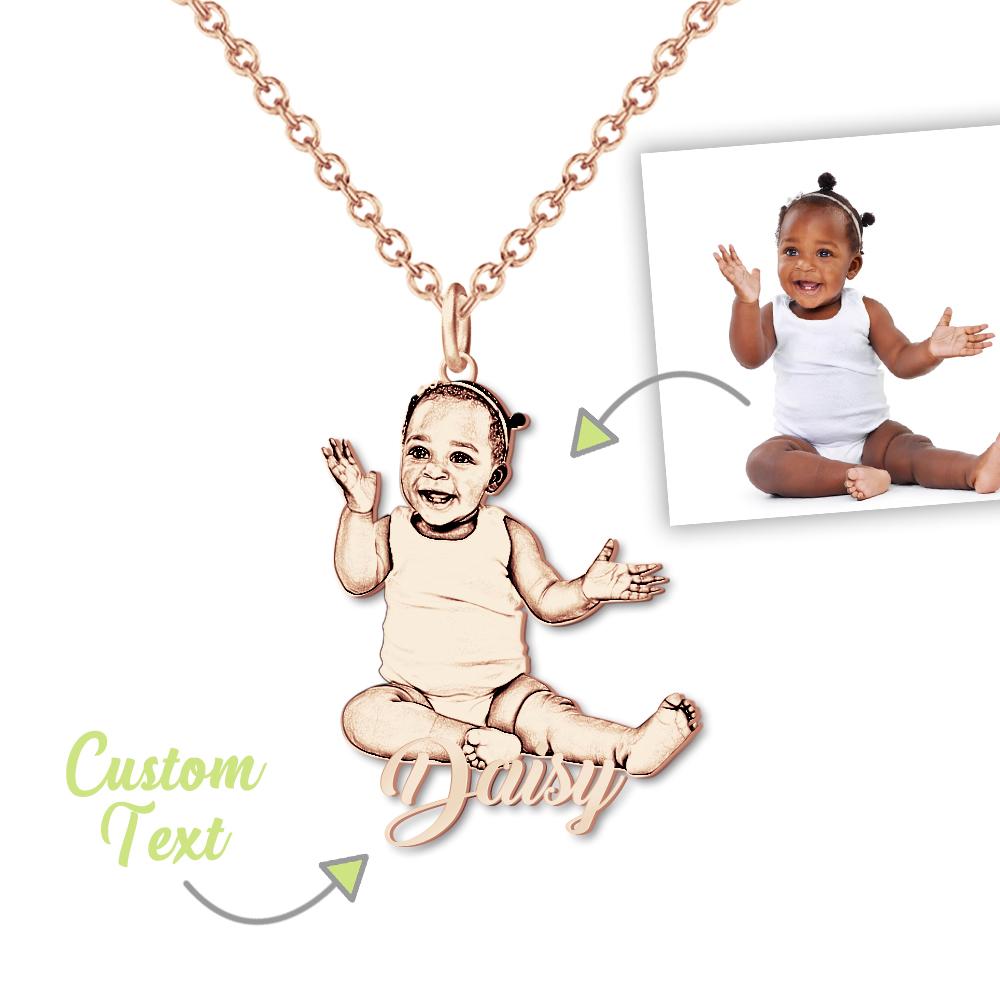 Custom Engravable Photo Tag Necklace Stainless Steel Unique Gifts - Gold Rose Necklace