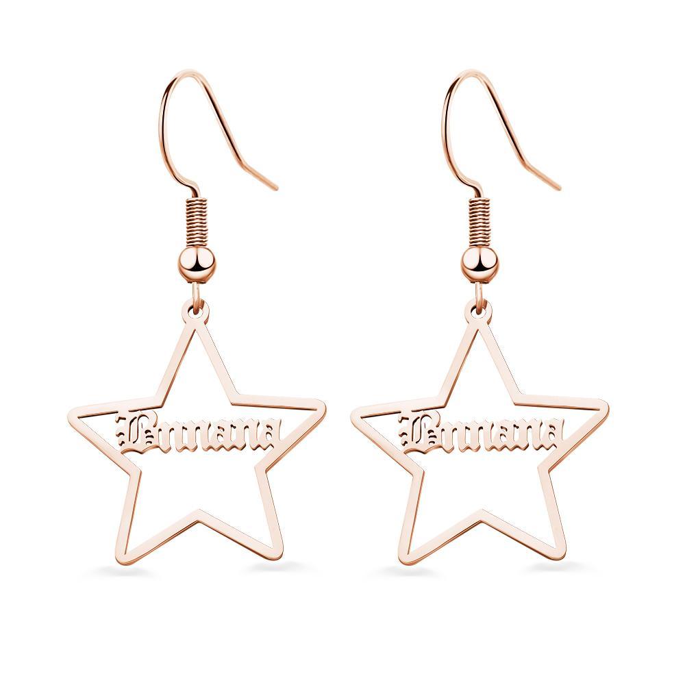 Custom Engraved Name Earrings Stainless Steel Star-shaped Earrings