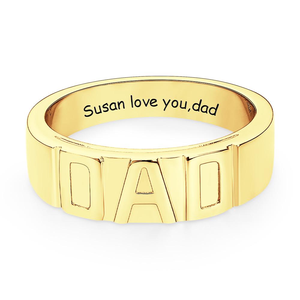 Personalized Dad Ring Custom Engraved Unique Ring Father's Day Gifts Emporium Discounts Gold