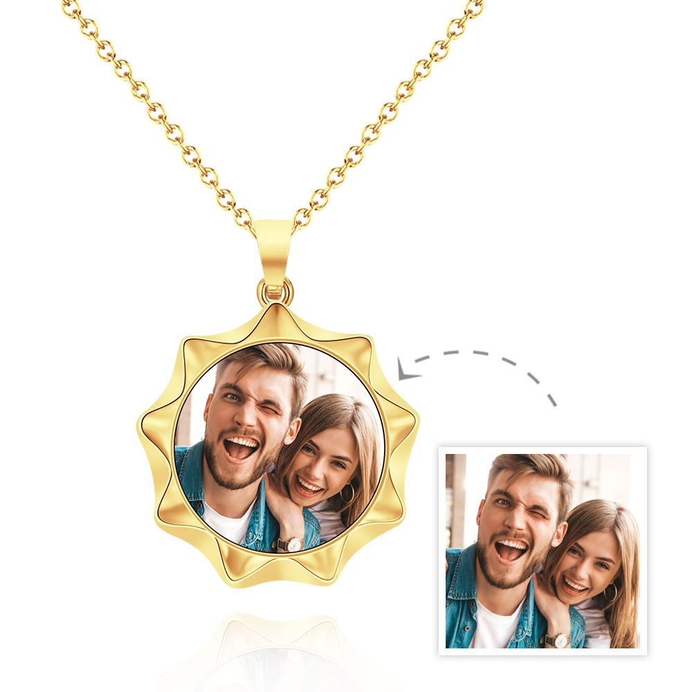 Custom Photo Necklace Sunflower Simple Creative Gifts Emporium Discounts Gold