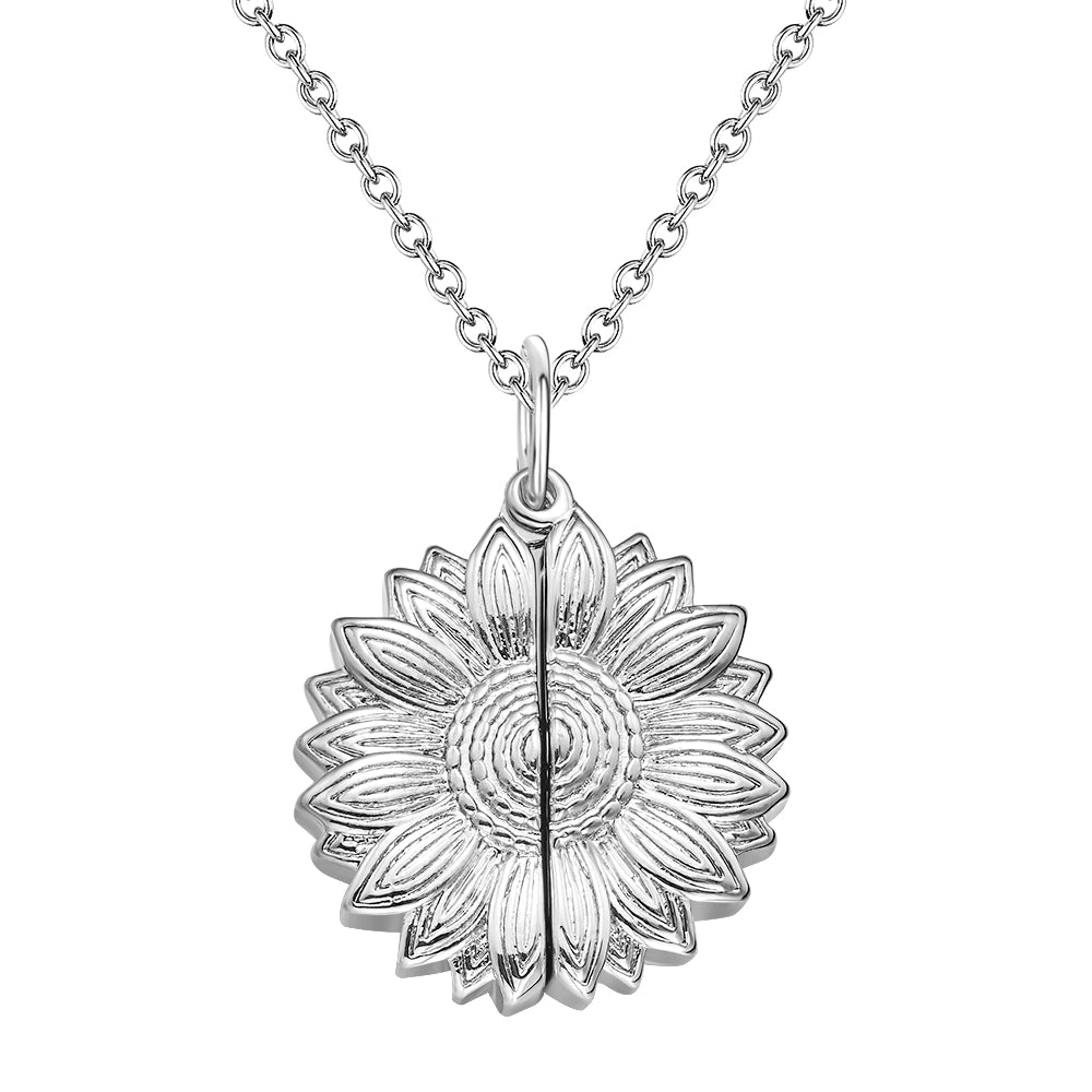 Custom Engraved Text Sunflower Locket Necklace Emporium Discounts