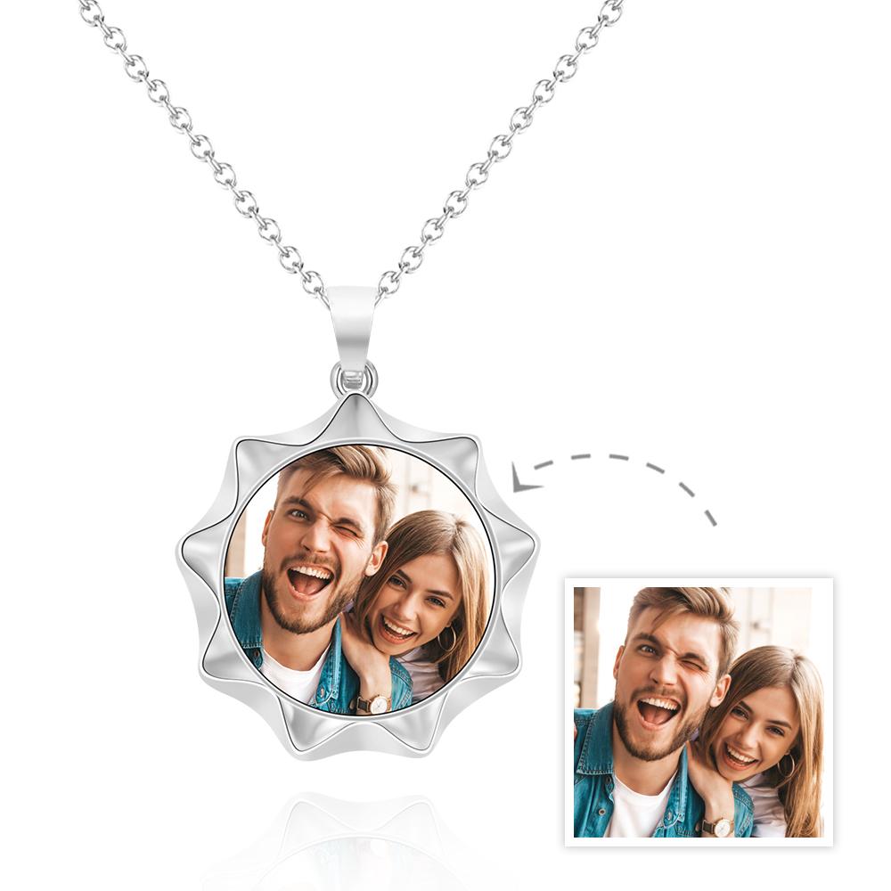 Custom Photo Necklace Sunflower Simple Creative Gifts Emporium Discounts Silver