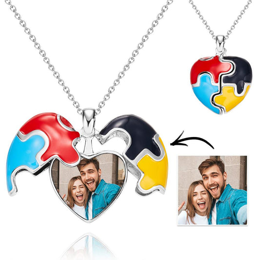 Custom Photo Necklace Colorful Heart Shaped Pendant Necklace Gift for Women Emporium 
