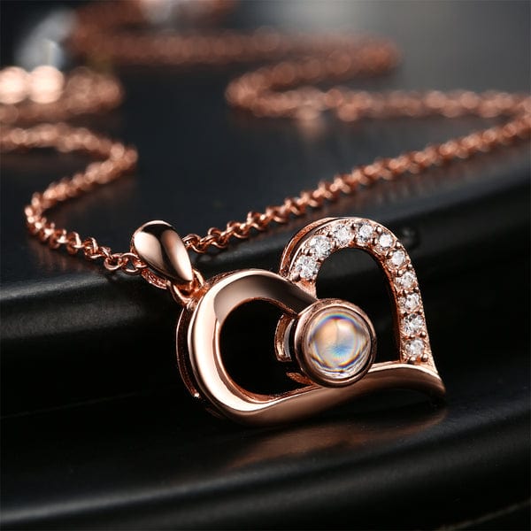 Photo Projection Necklace With Eternal Flower Jewelry Box Gifts for Mum or Your Love One - 2 Colors