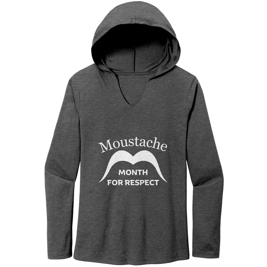 WOMEN’S TRI LONG SLEEVE HOODIE Movember Moustache Month For Respect Front
